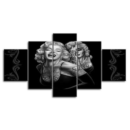 Marilyn Monroe 5 Piece HD Multi Panel Canvas Wall Art Frame-Original Frame