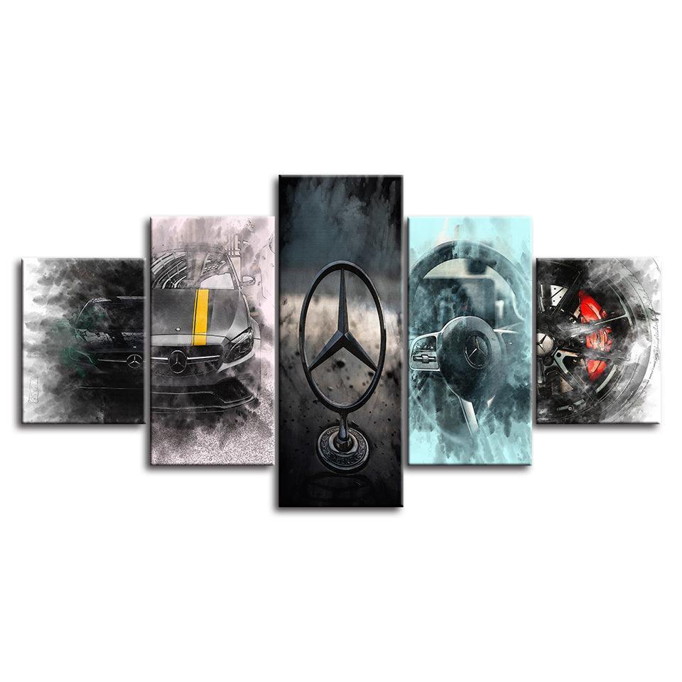 The Smokey Fancy Car Collection 5 Piece HD Multi Panel Canvas Wall Art Frame-Original Frame