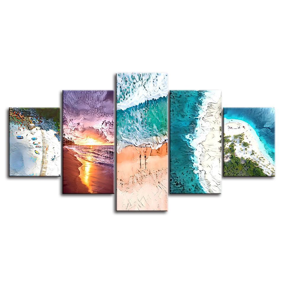 The Abstract Beaches Collection 5 Piece HD Multi Panel Canvas Wall Art Frame-Original Frame