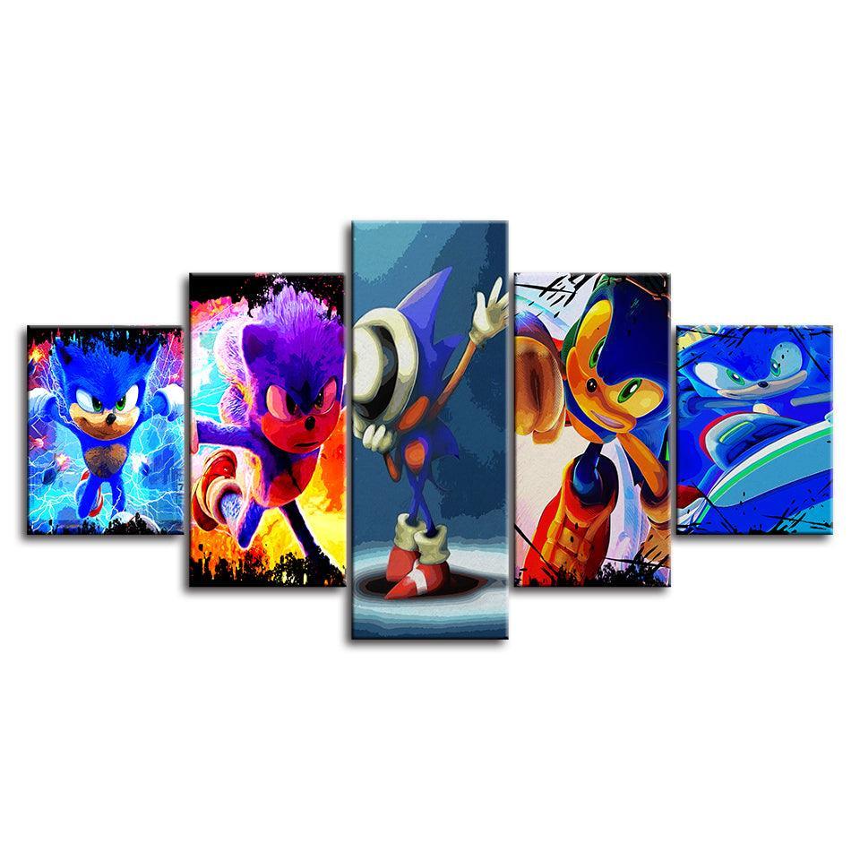 The Sonic Extreme Collection 5 Piece HD Multi Panel Canvas Wall Art Frame-Original Frame