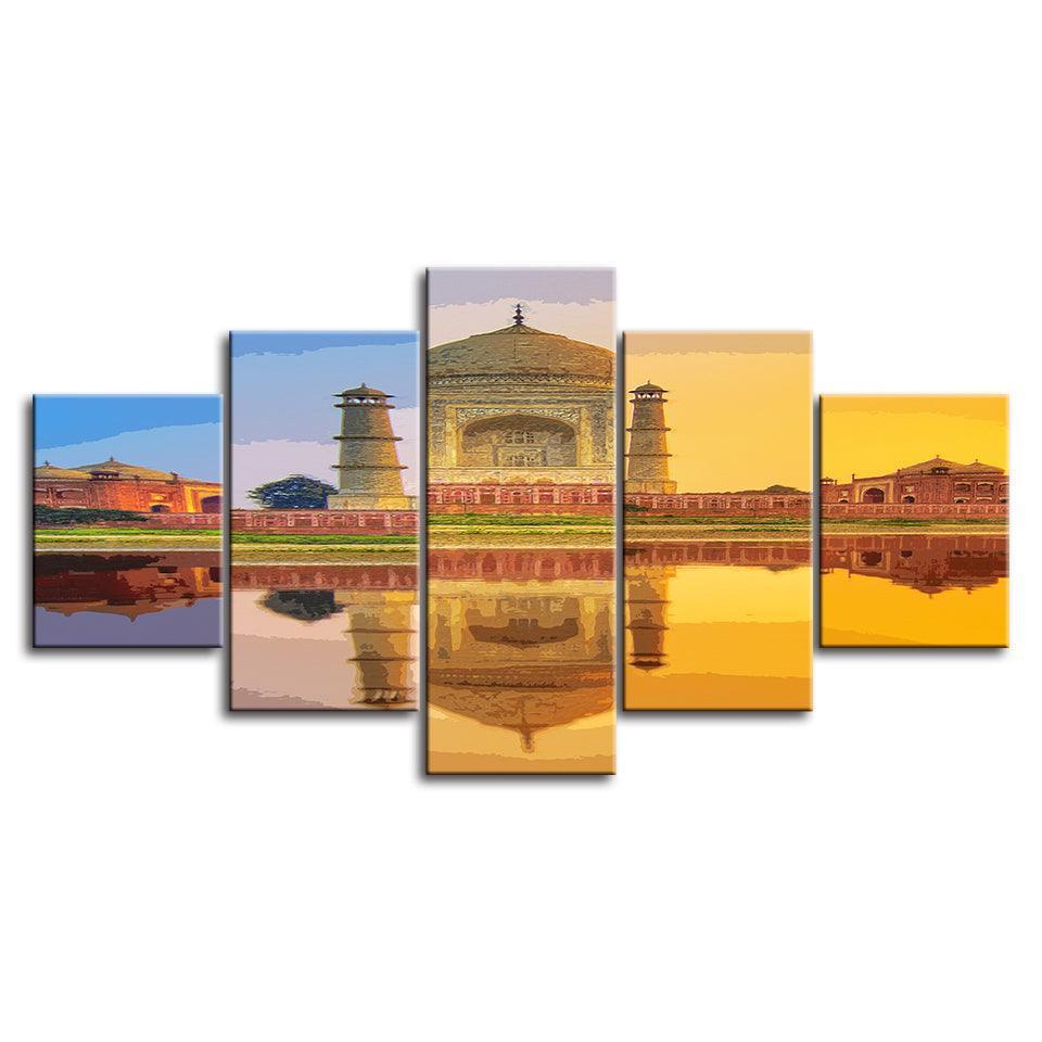 The Sunset From The Palace 5 Piece HD Multi Panel Canvas Wall Art Frame-Original Frame