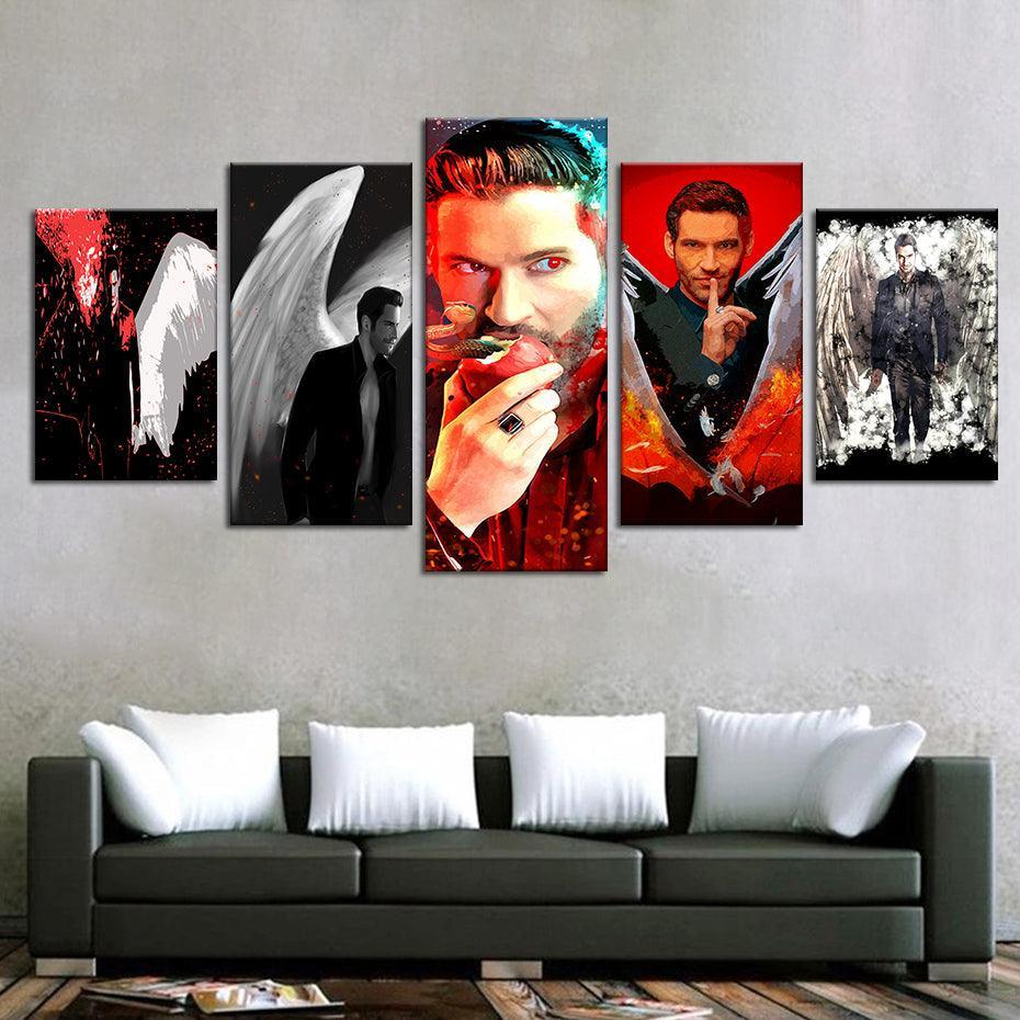 Lucifer 5 Piece HD Multi Panel Canvas Wall Art Frame-Original Frame
