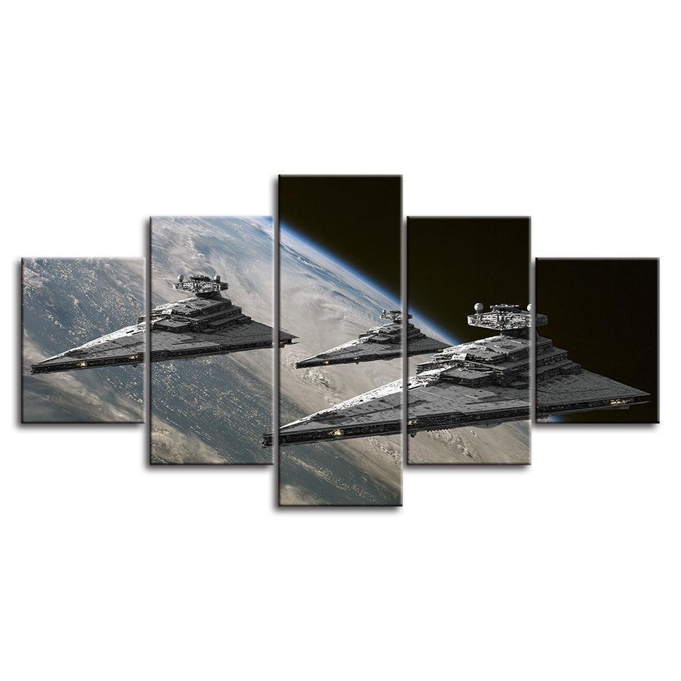 Space Ship 5 Piece HD Multi Panel Canvas Wall Art Frame-Original Frame