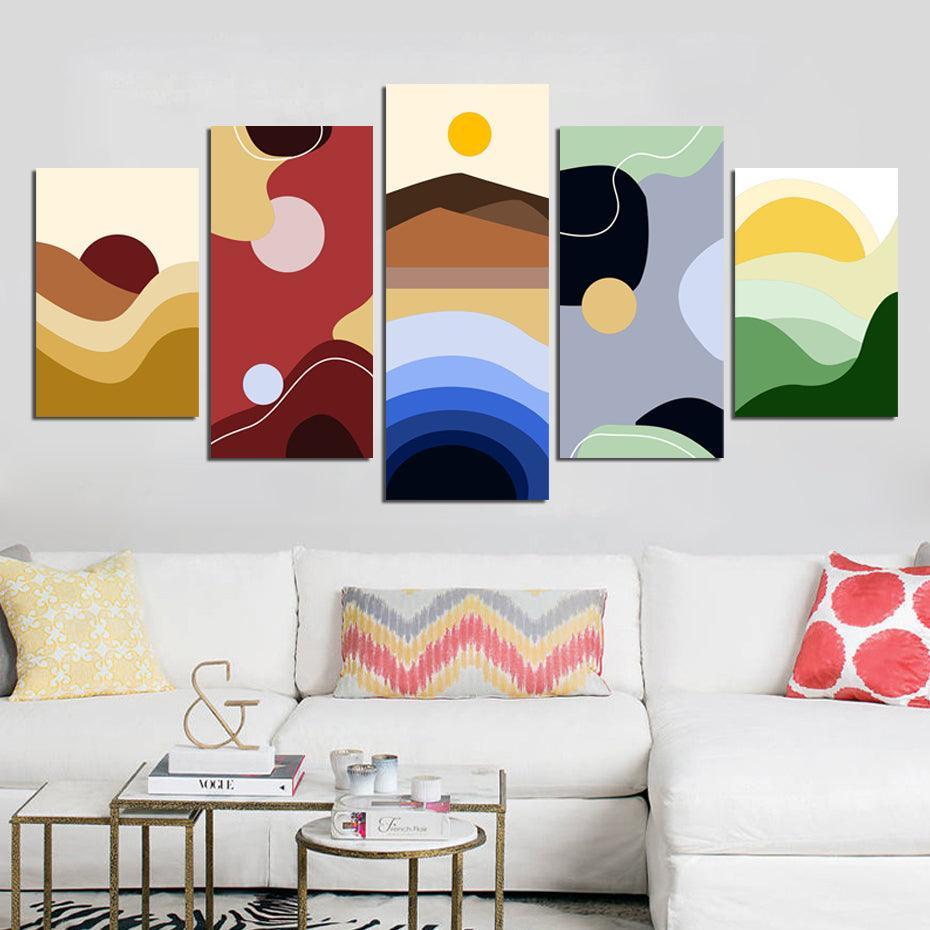 Abstract Scenery View 5 Piece HD Multi Panel Canvas Wall Art Frame-Original Frame