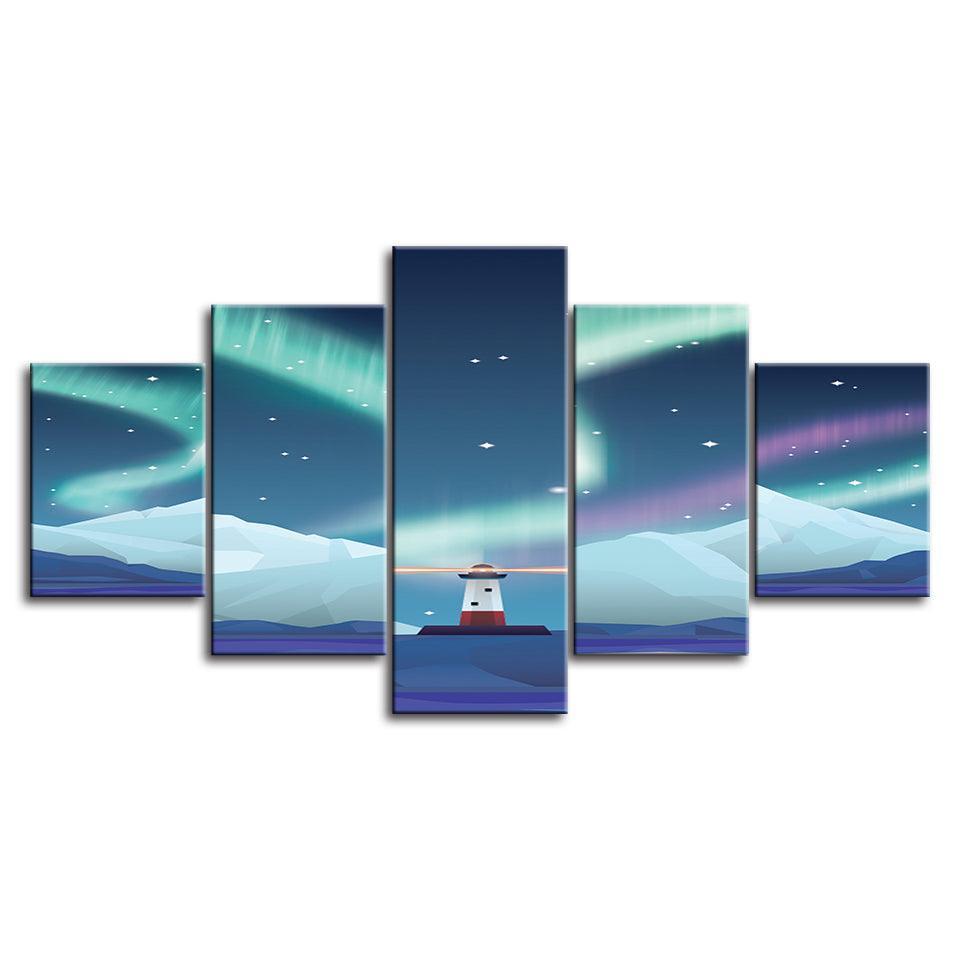 A Peaceful Lighthouse Collection 5 Piece HD Multi Panel Canvas Wall Art Frame-Original Frame