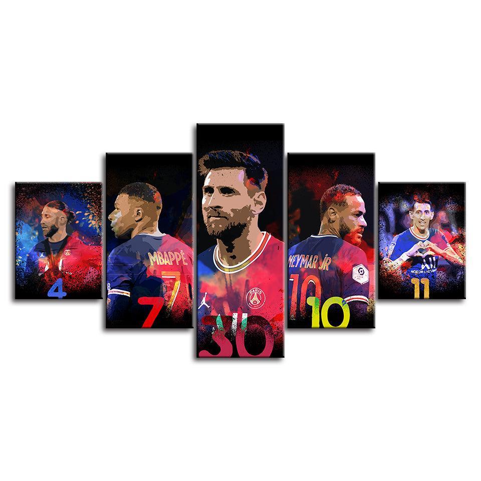 Paris Saint Germain Soccer 5 Piece HD Multi Panel Canvas Wall Art Frame-Original Frame