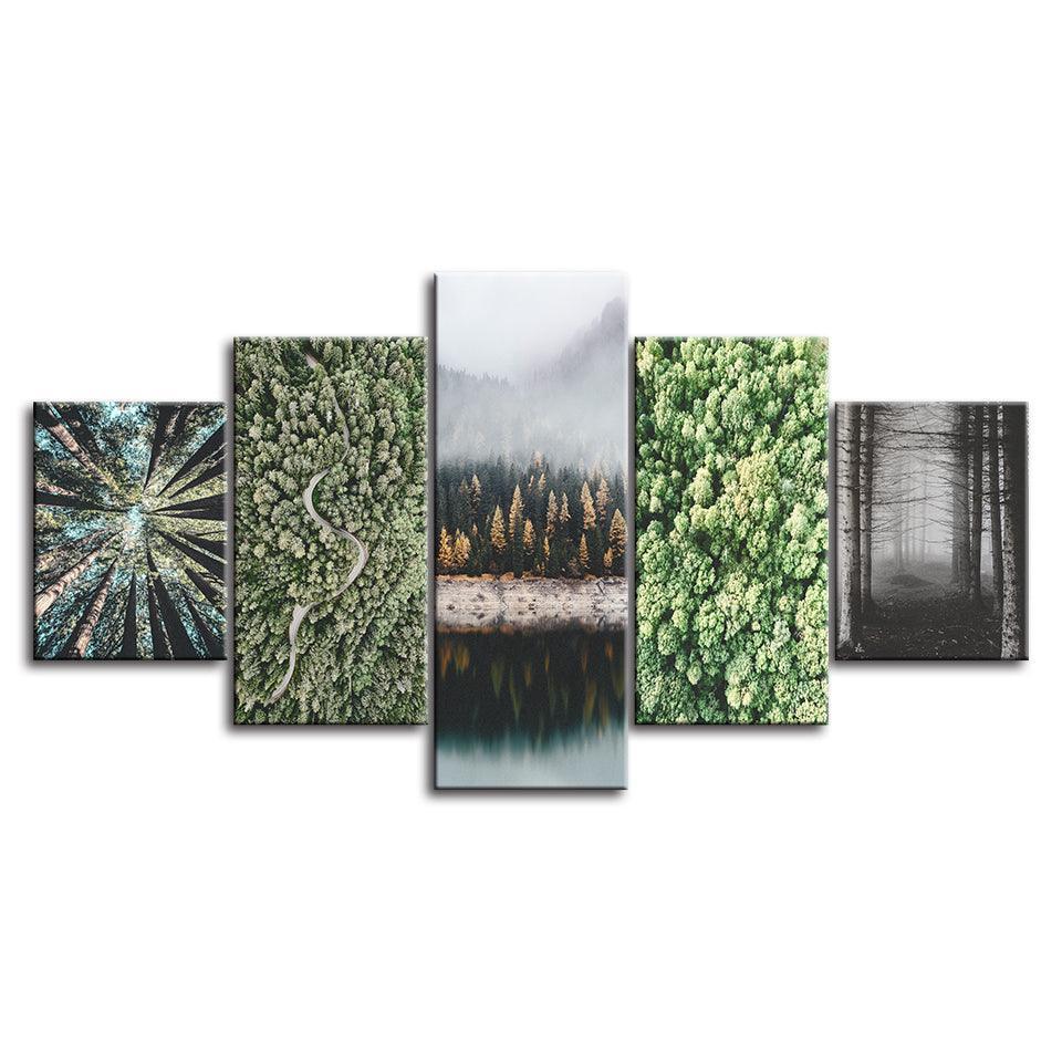 Evenings In The Woods Collection 5 Piece HD Multi Panel Canvas Wall Art Frame-Original Frame