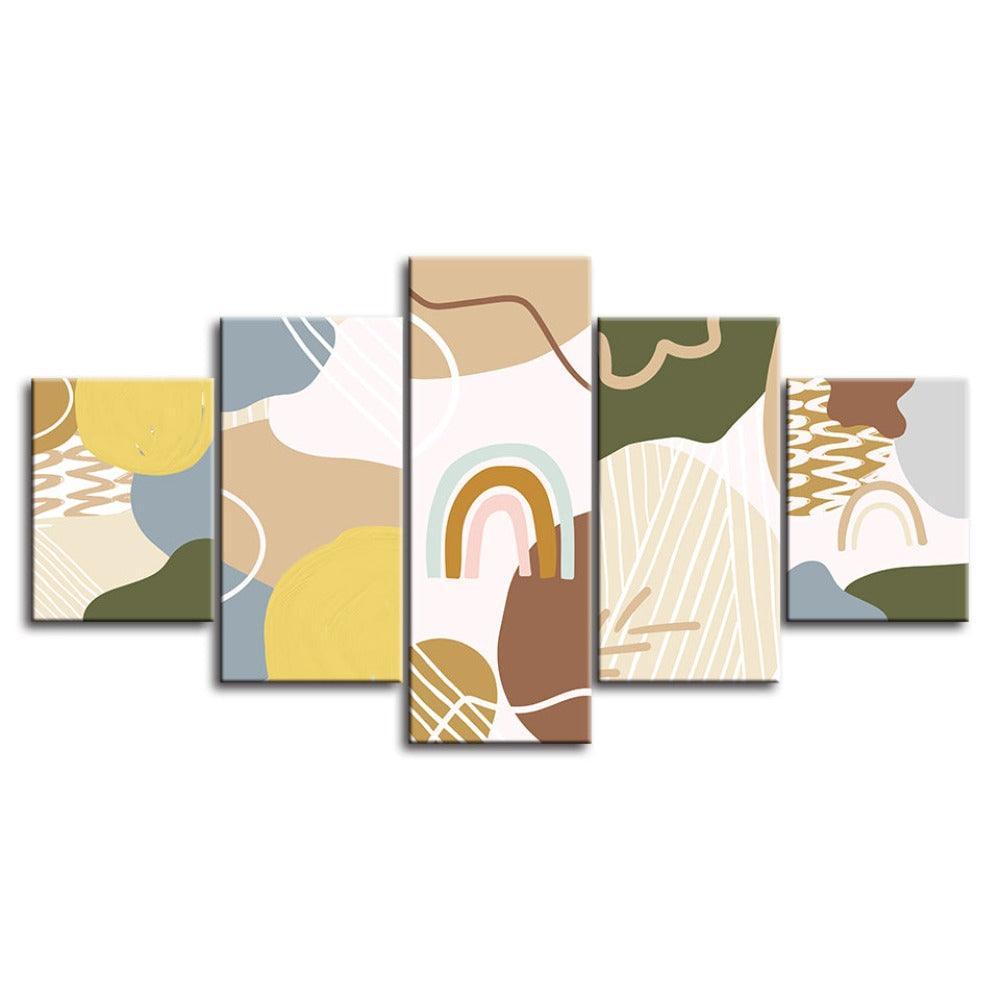 The Abstract Rainbow 5 Piece HD Multi Panel Canvas Wall Art Frame-Original Frame