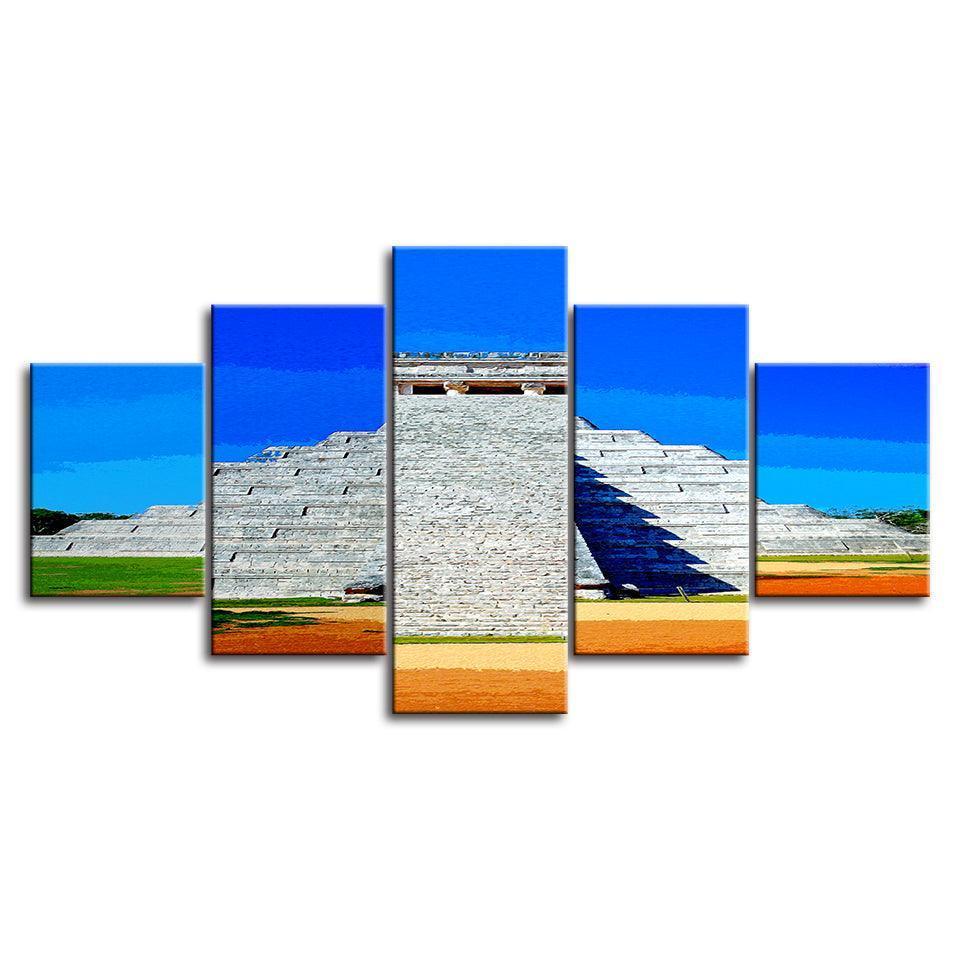 The Mexican Pyramid Collection 5 Piece HD Multi Panel Canvas Wall Art Frame-Original Frame