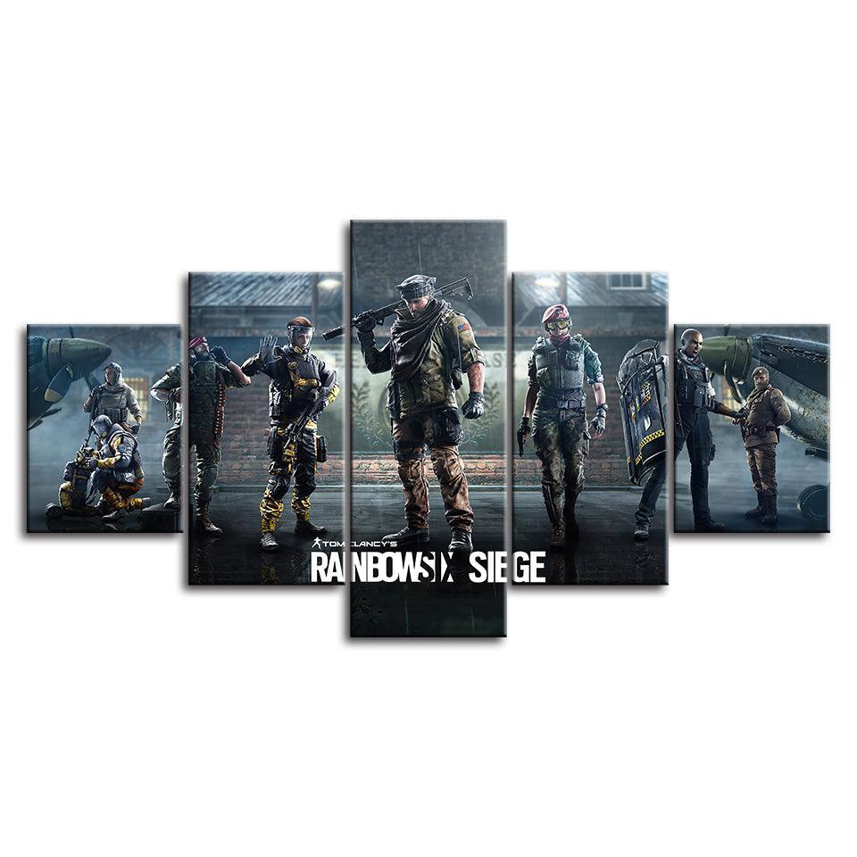 Rainbow Six Siege 5 Piece HD Multi Panel Canvas Wall Art Frame-Original Frame