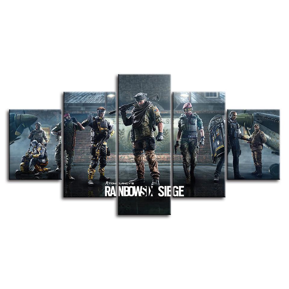 Rainbow Six Siege 5 Piece HD Multi Panel Canvas Wall Art Frame-Original Frame