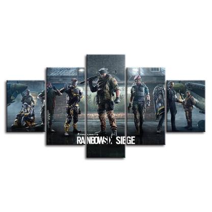 Rainbow Six Siege 5 Piece HD Multi Panel Canvas Wall Art Frame-Original Frame