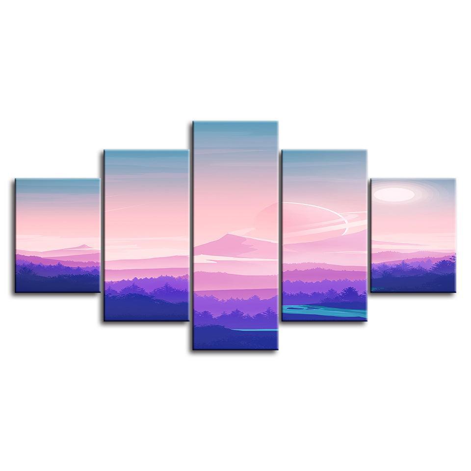 The Pink Collection 5 Piece HD Multi Panel Canvas Wall Art Frame-Original Frame