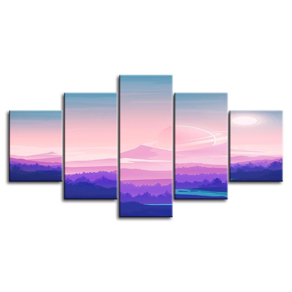 The Pink Collection 5 Piece HD Multi Panel Canvas Wall Art Frame-Original Frame