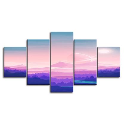 The Pink Collection 5 Piece HD Multi Panel Canvas Wall Art Frame-Original Frame