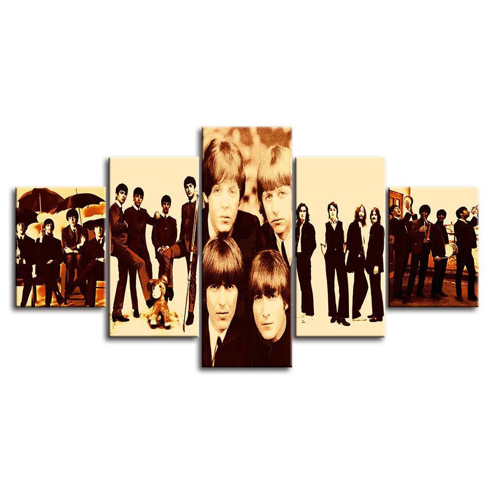 The Beatles 5 Piece HD Multi Panel Canvas Wall Art Frame-Original Frame