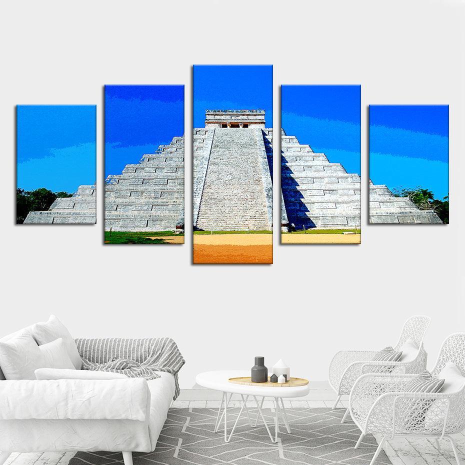 Chichen-Itza 5 Piece HD Multi Panel Canvas Wall Art Frame-Original Frame