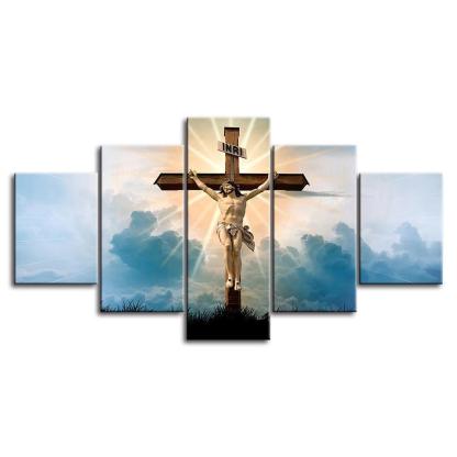 On The Cross 5 Piece HD Multi Panel Canvas Wall Art Frame-Original Frame