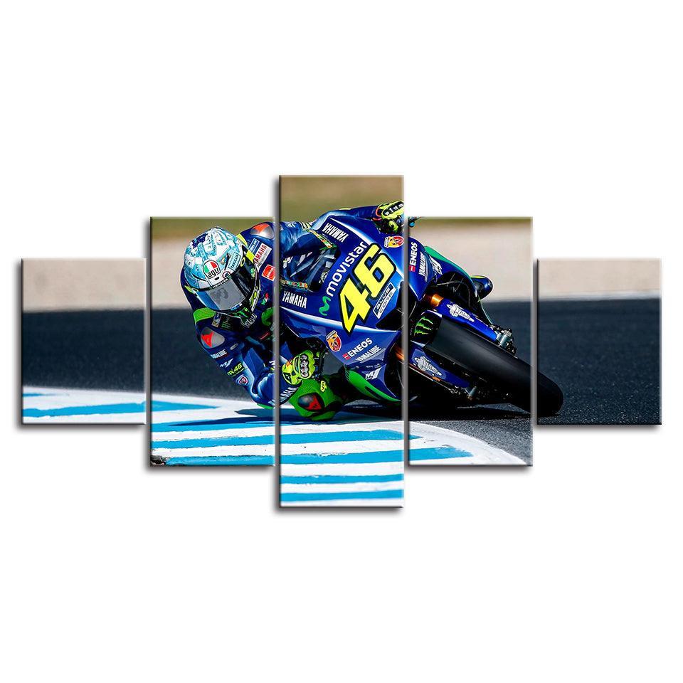 Motorcycle Race 5 Piece HD Multi Panel Canvas Wall Art Frame-Original Frame