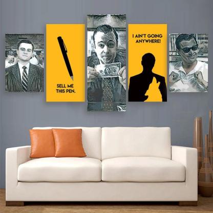 Wolf Of Wall Street 5 Piece HD Multi Panel Canvas Wall Art Frame-Original Frame
