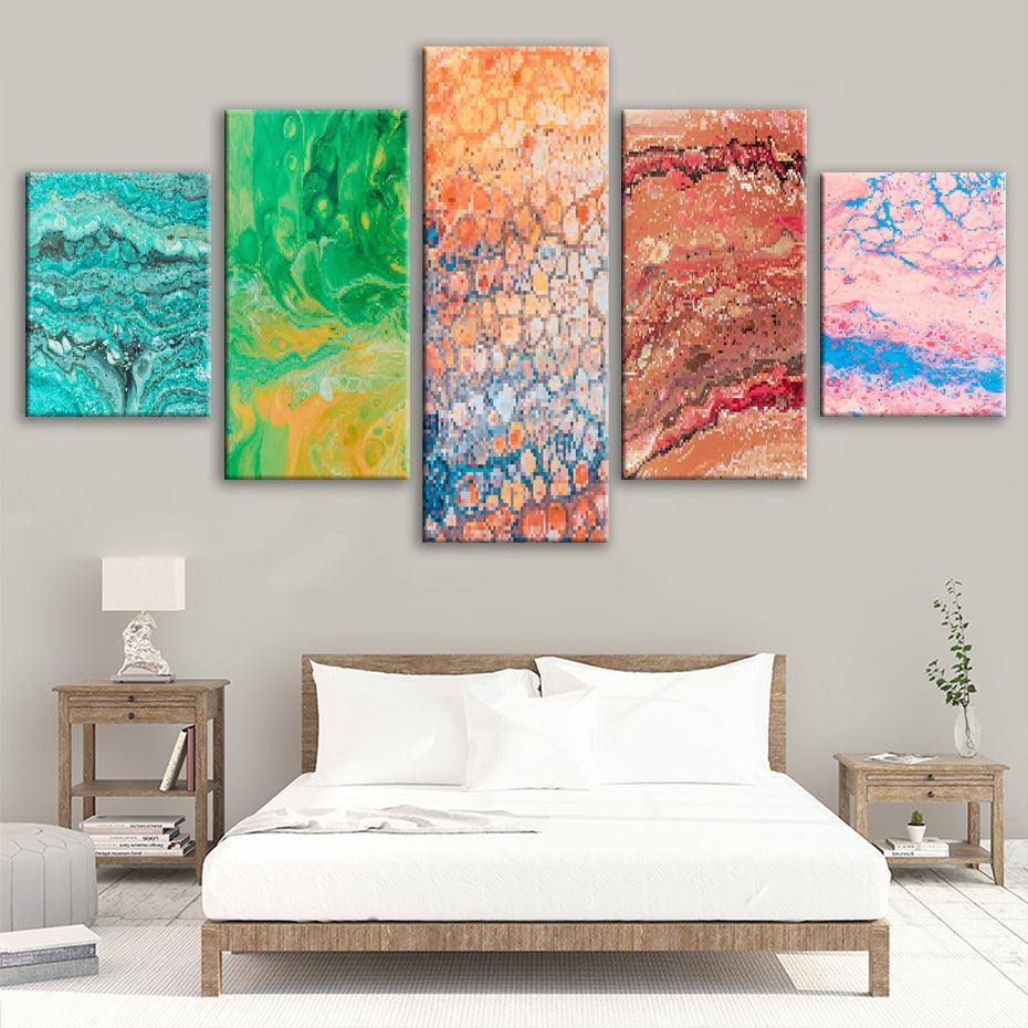 Pixelated Patterns 5 Piece HD Multi Panel Canvas Wall Art-Original Frame