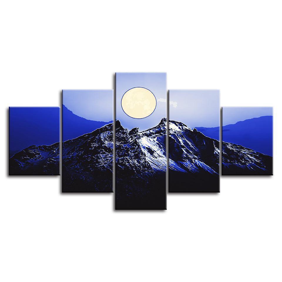 A Magical Full Moon Collection 5 Piece HD Multi Panel Canvas Wall Art Frame-Original Frame