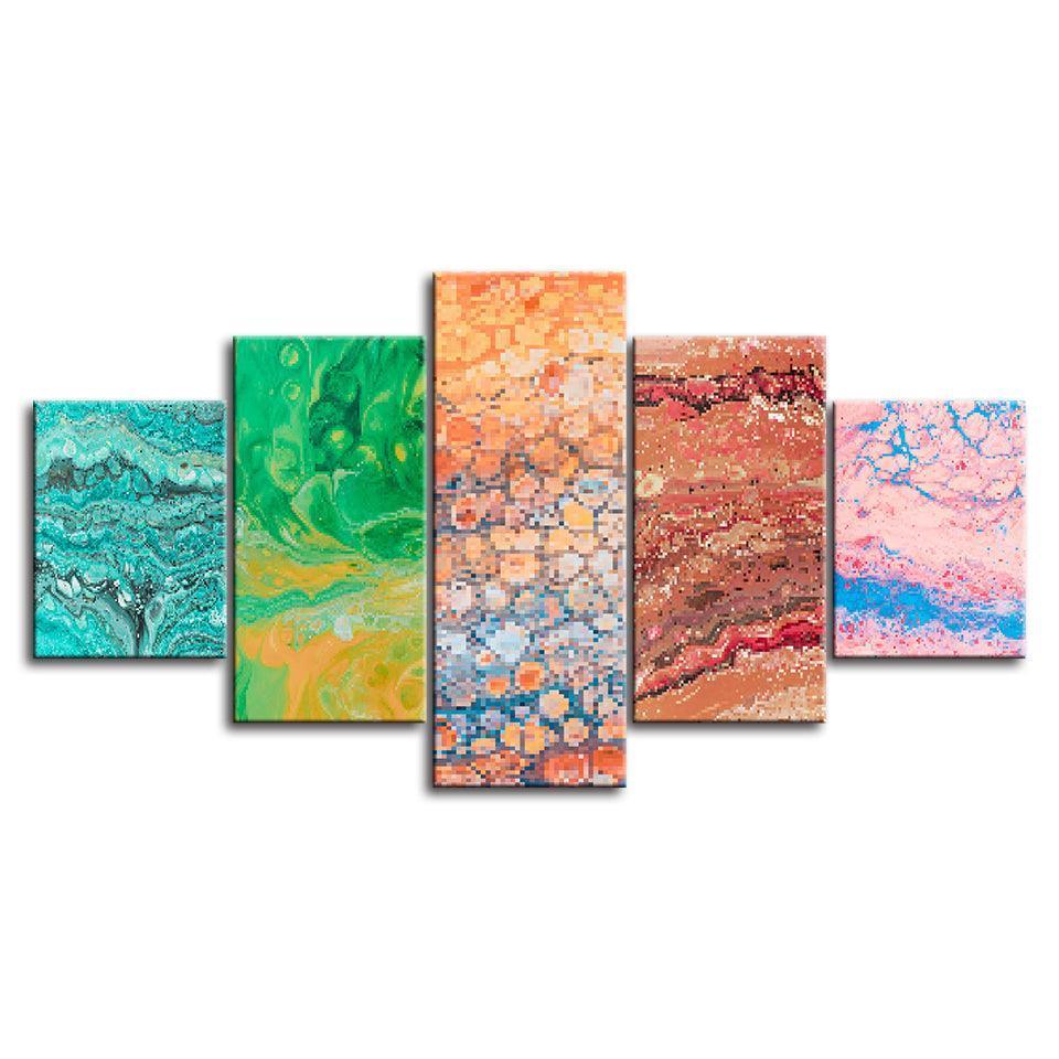 Abstract Colours Collection 5 Piece HD Multi Panel Canvas Wall Art Frame-Original Frame