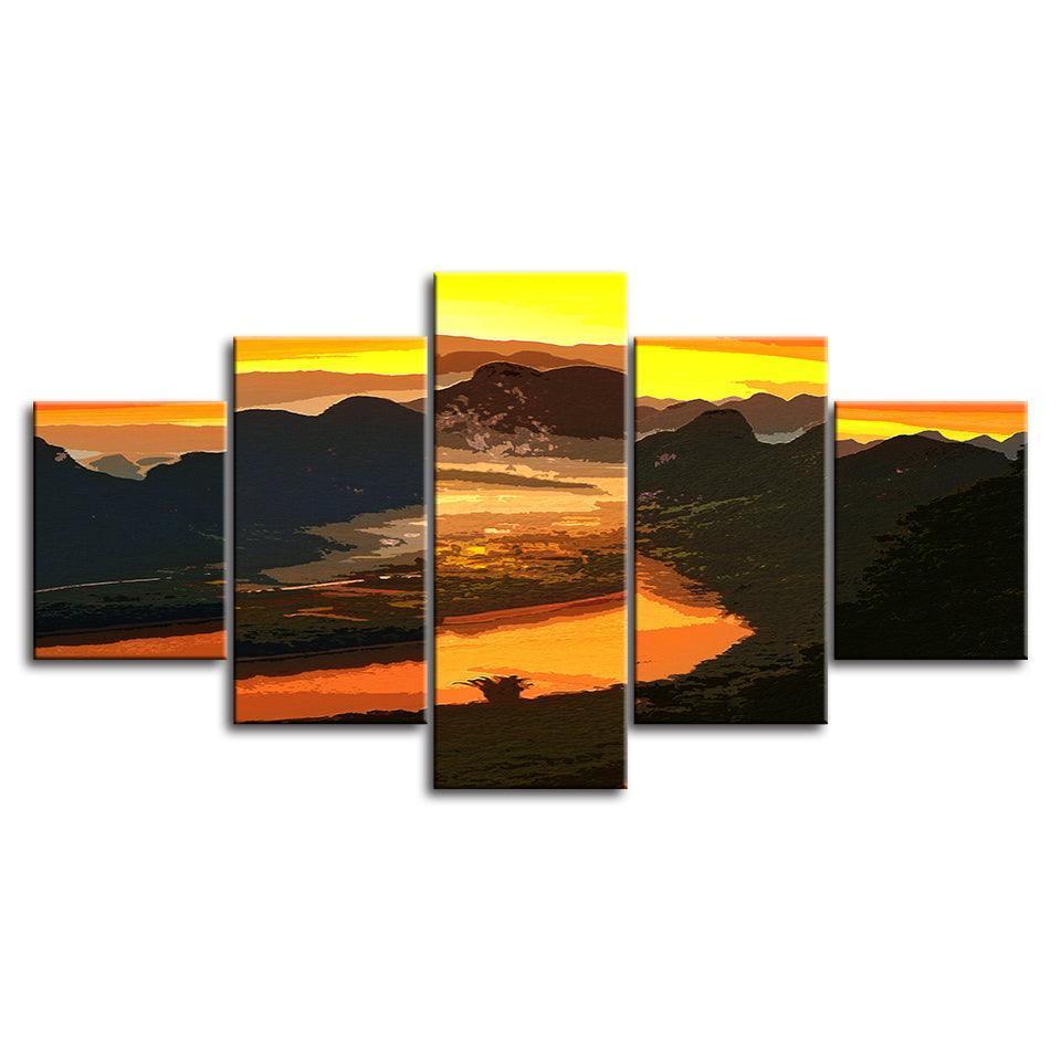 The Black Mountains Collection 5 Piece HD Multi Panel Canvas Wall Art Frame-Original Frame