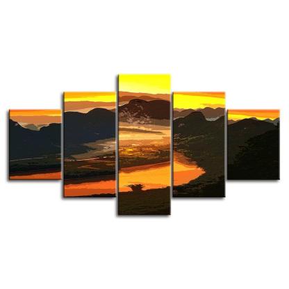 The Black Mountains Collection 5 Piece HD Multi Panel Canvas Wall Art Frame-Original Frame