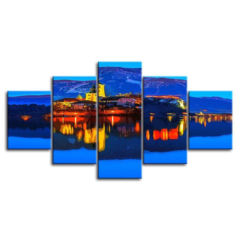 The Abstract Lighthouse Collection 5 Piece HD Multi Panel Canvas Wall Art Frame-Original Frame