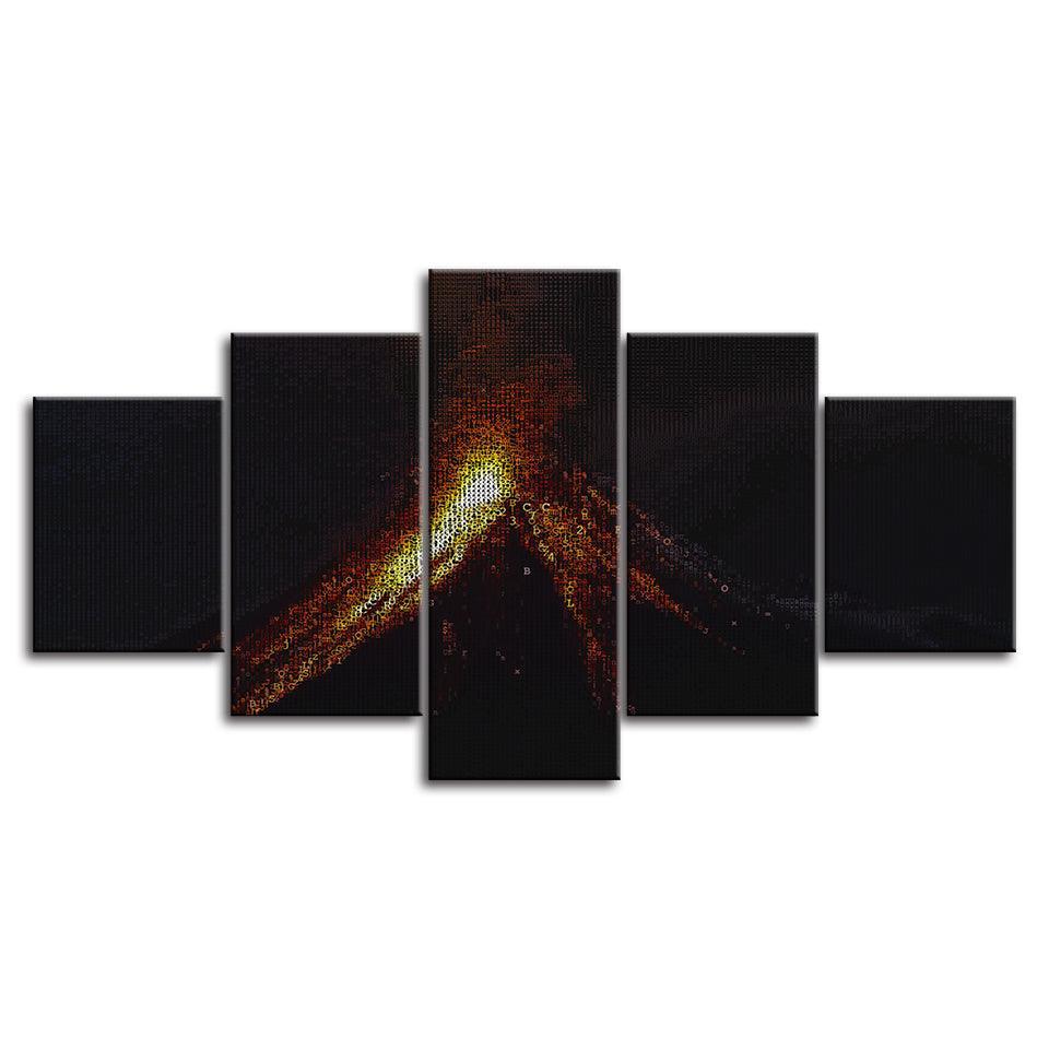 The Abstract Bonfire Collection 5 Piece HD Multi Panel Canvas Wall Art Frame-Original Frame
