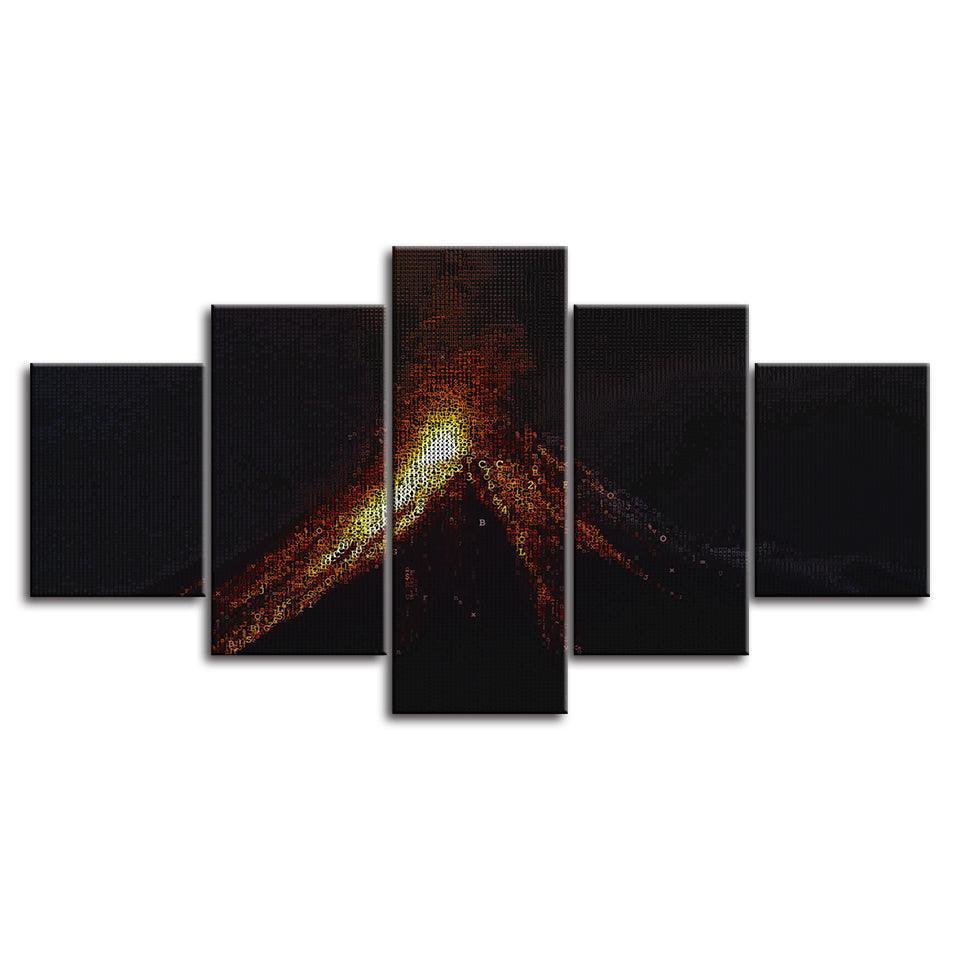 The Abstract Bonfire Collection 5 Piece HD Multi Panel Canvas Wall Art Frame-Original Frame