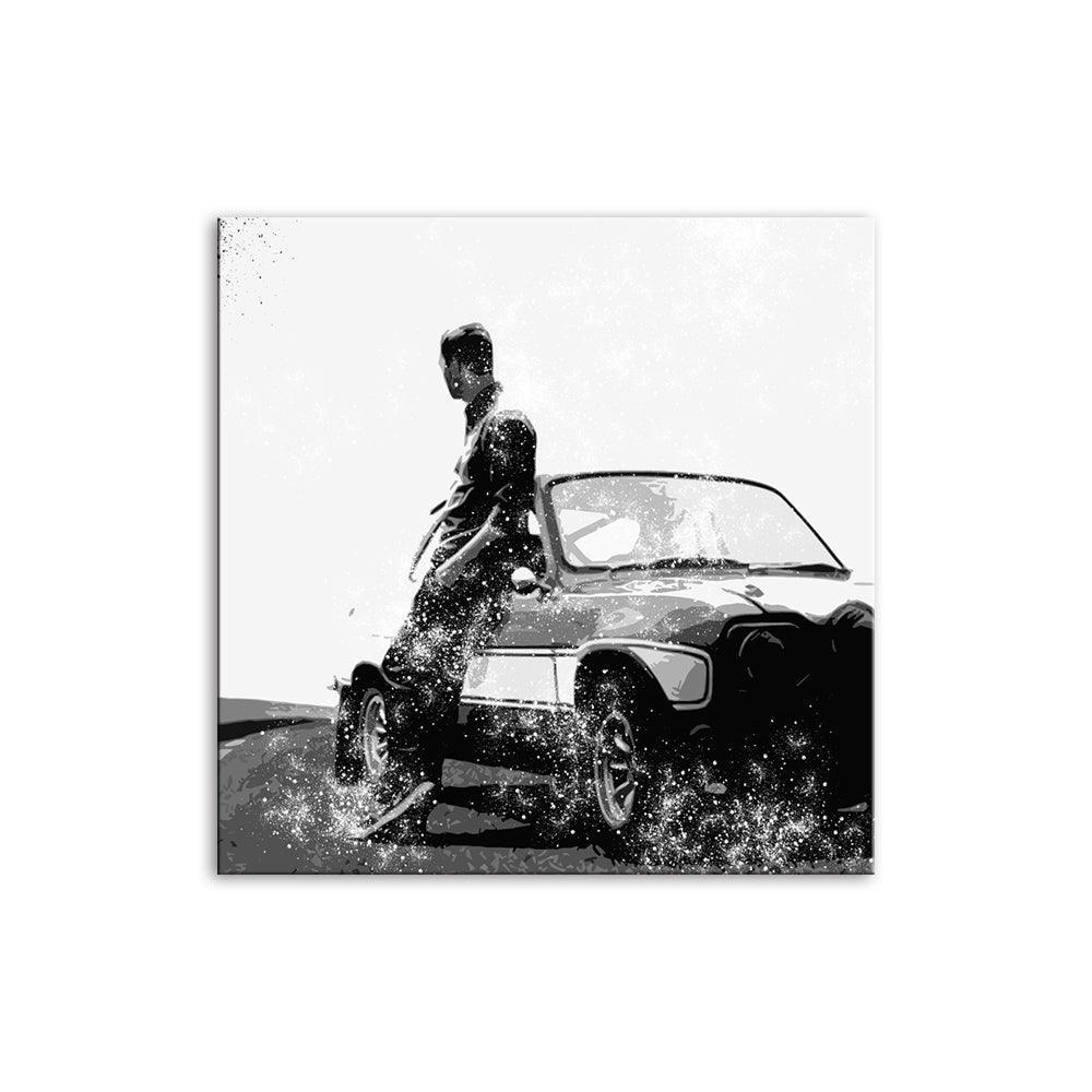 Fast And Furious Black And White 1 Piece HD Multi Panel Canvas Wall Art Frame-Original Frame