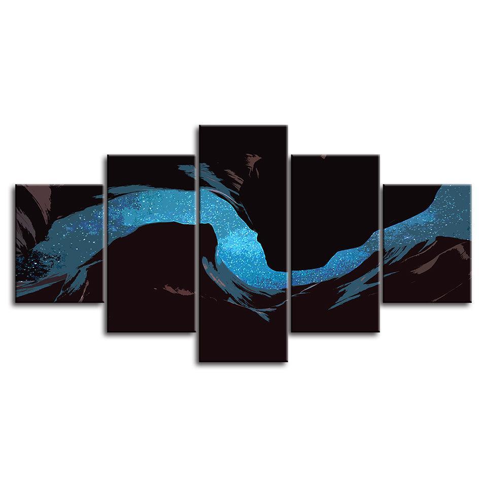 The Abstract River Collection 5 Piece HD Multi Panel Canvas Wall Art Frame-Original Frame