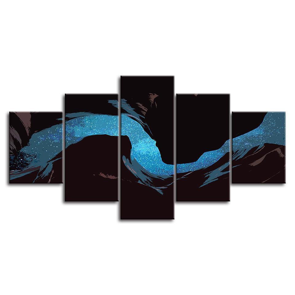 The Abstract River Collection 5 Piece HD Multi Panel Canvas Wall Art Frame-Original Frame
