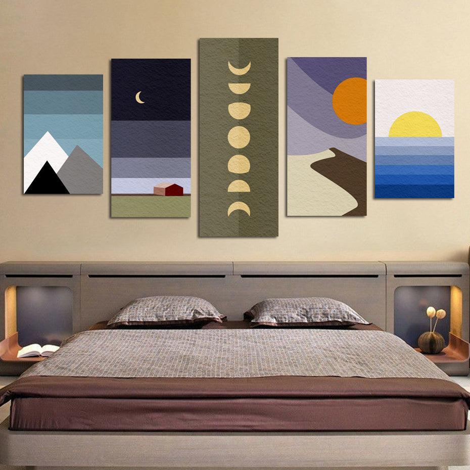 Abstract Sky Digital Art 5 Piece HD Multi Panel Canvas Wall Art Frame-Original Frame