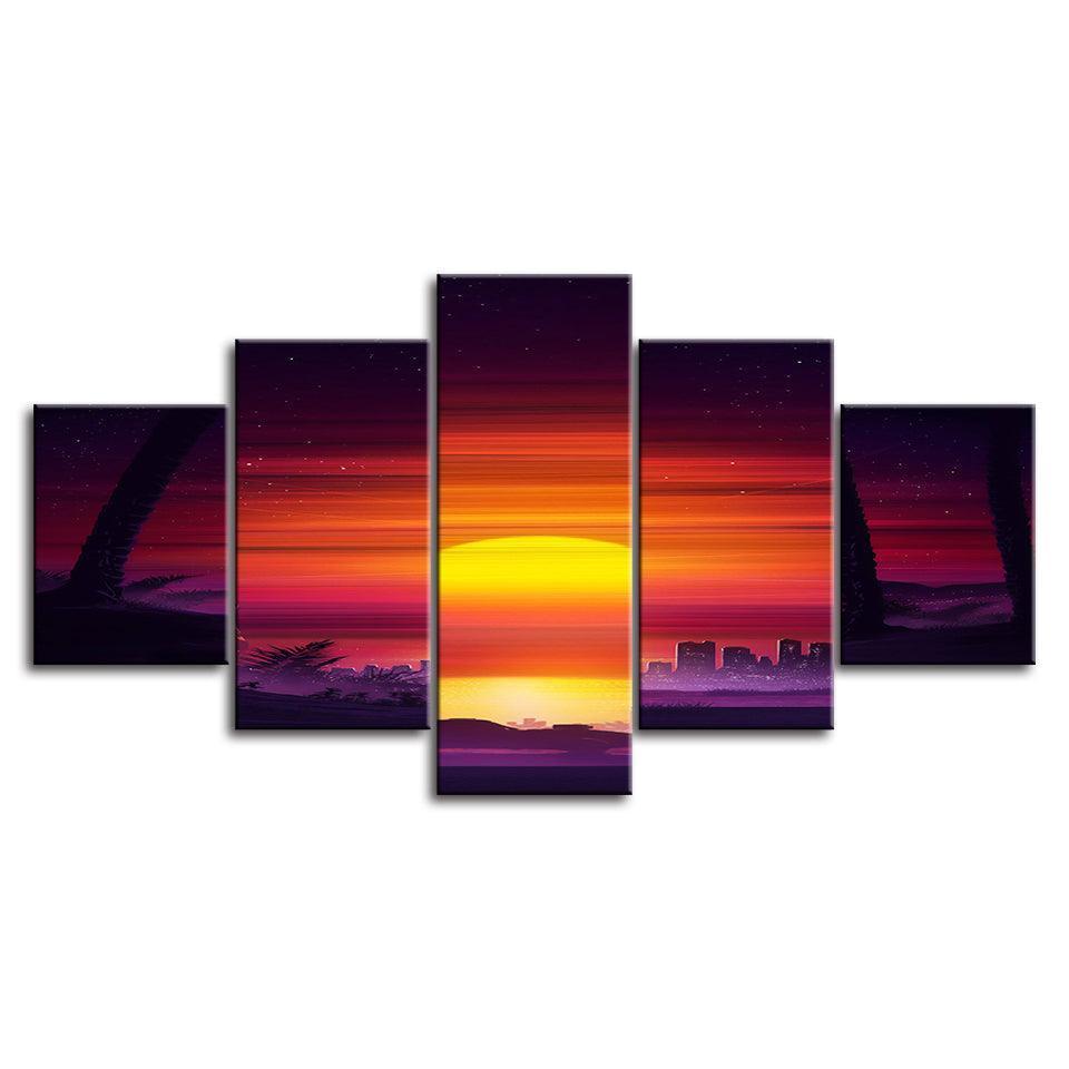 The Mighty Sunrise Collection 5 Piece HD Multi Panel Canvas Wall Art Frame-Original Frame