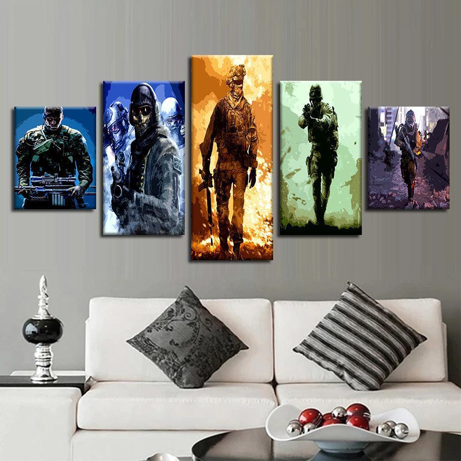 Call Of Duty 5 Piece HD Multi Panel Canvas Wall Art Frame-Original Frame