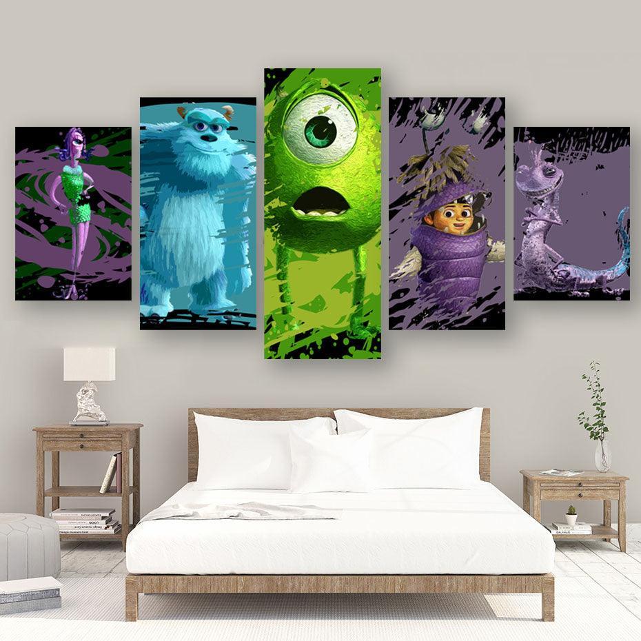 Monsters Inc. 5 Piece HD Multi Panel Canvas Wall Art Frame-Original Frame