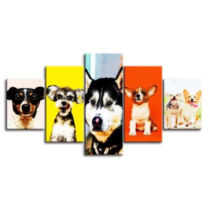 Our Best Friends Collection 5 Piece HD Multi Panel Canvas Wall Art Frame-Original Frame