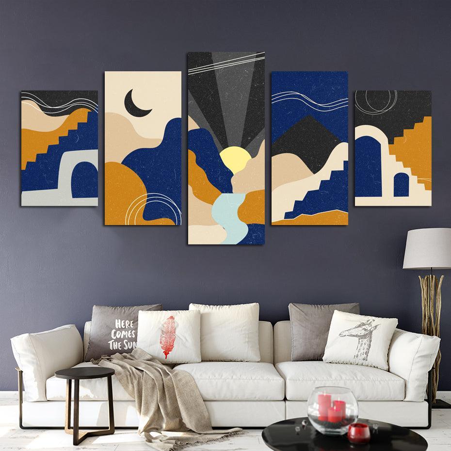 Beautiful Midnight Art 5 Piece HD Multi Panel Canvas Wall Art Frame-Original Frame