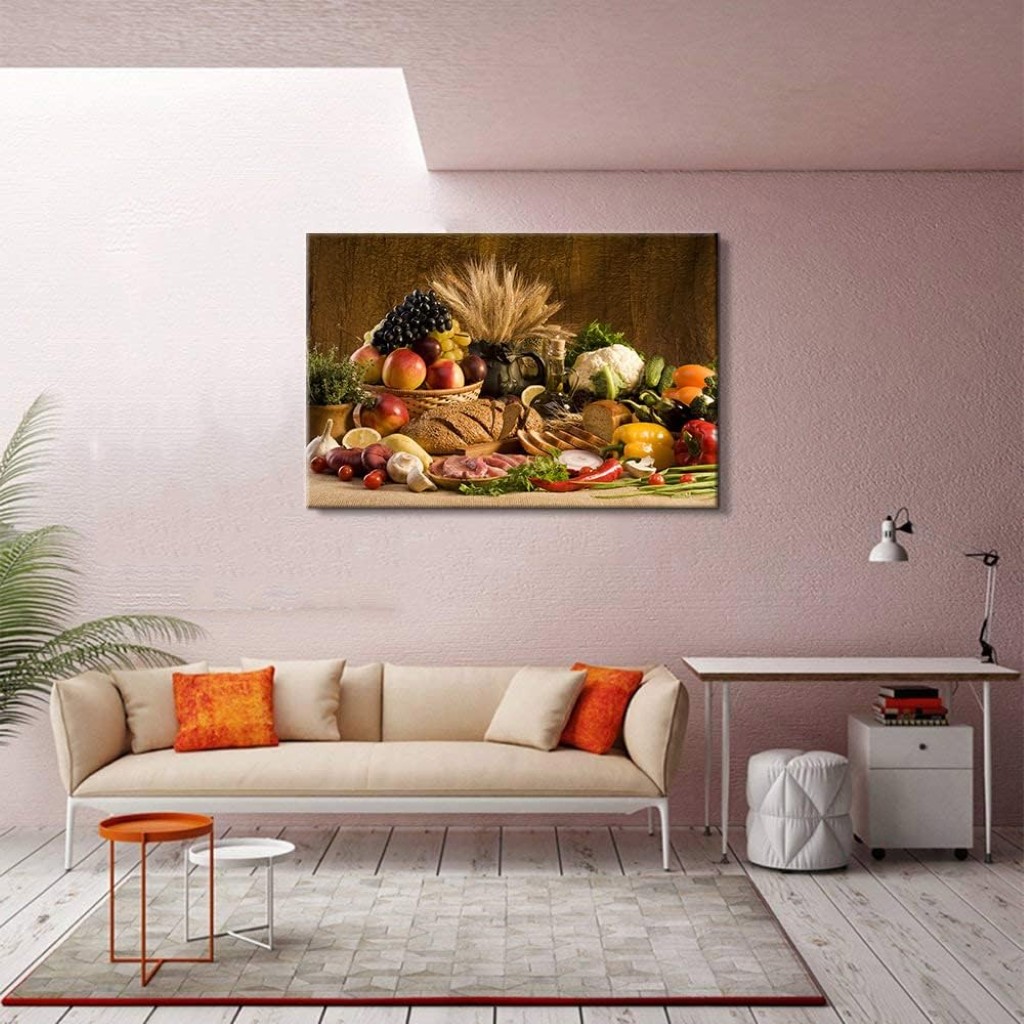 4 Pieces Kitchen Wall Decor Colorful Spices Kitchen Art Dining Room Decor
