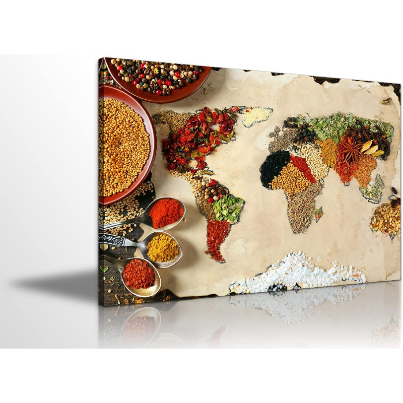 4 Pieces Kitchen Wall Decor Colorful Spices Kitchen Art Dining Room Decor