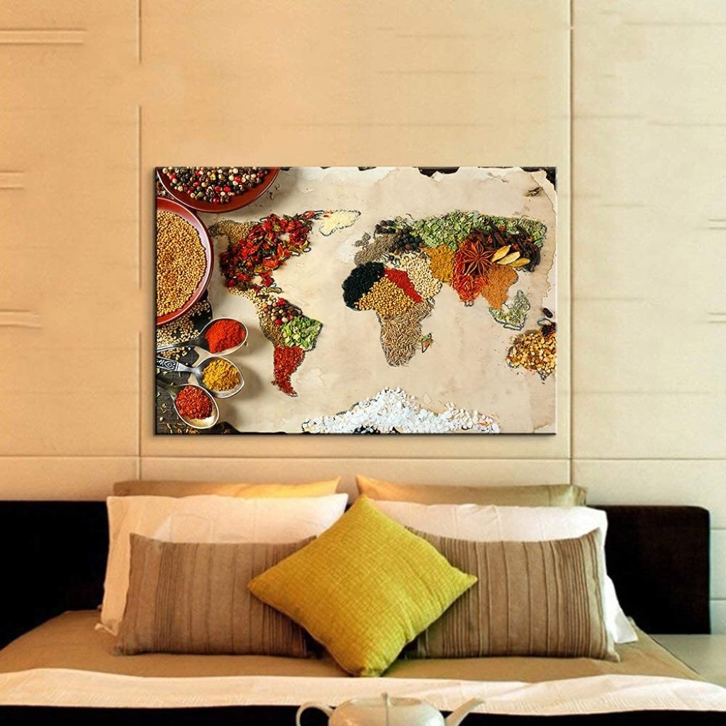 4 Pieces Kitchen Wall Decor Colorful Spices Kitchen Art Dining Room Decor