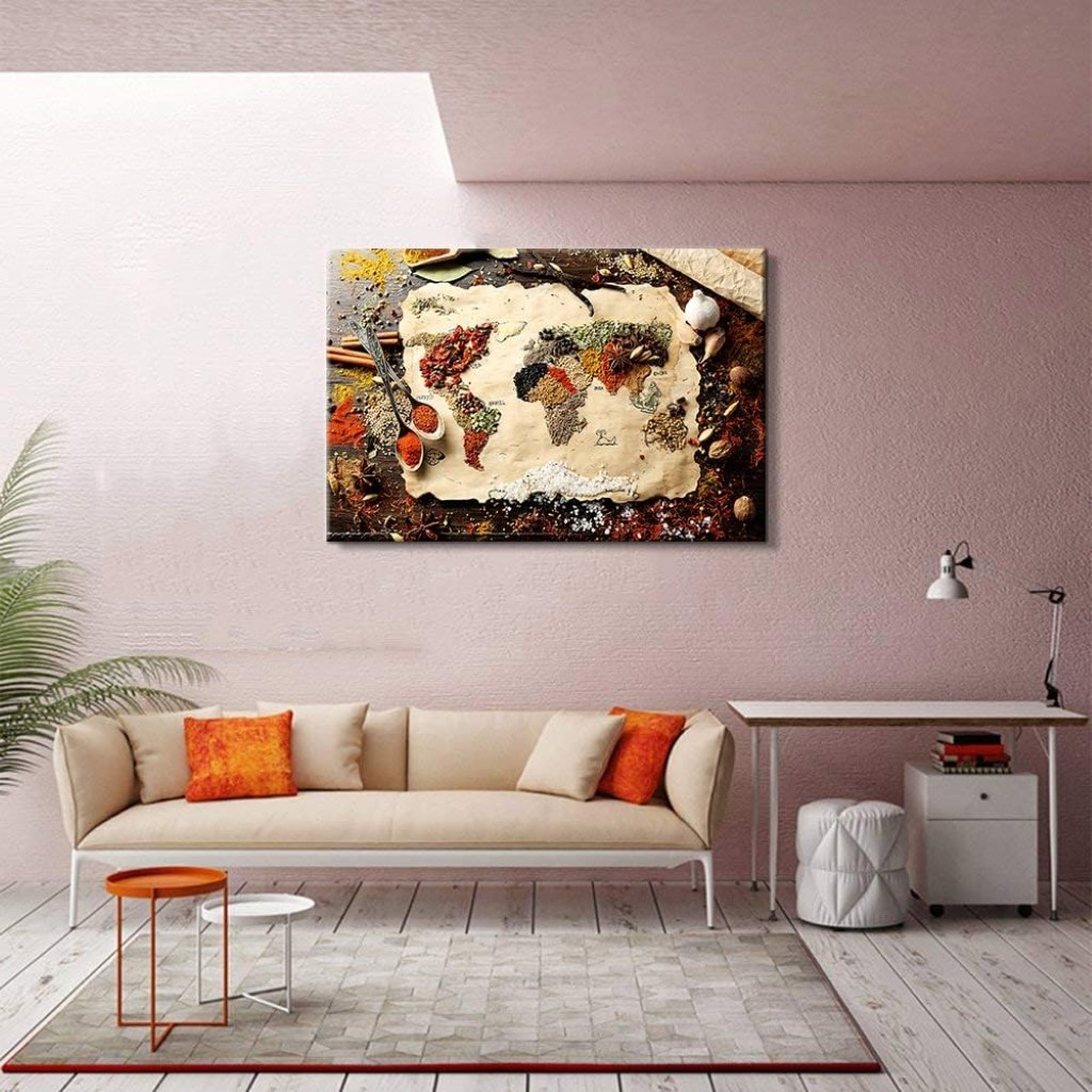 4 Pieces Kitchen Wall Decor Colorful Spices Kitchen Art Dining Room Decor