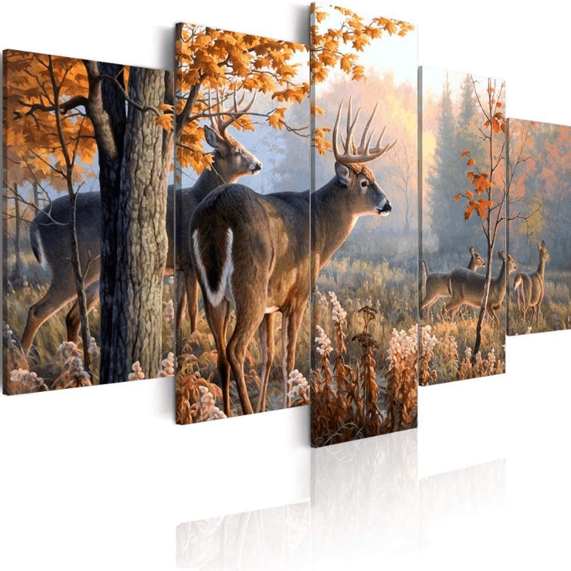 Animal Deer Pictures Vintage Wall Art Canvas Print-Original Frame