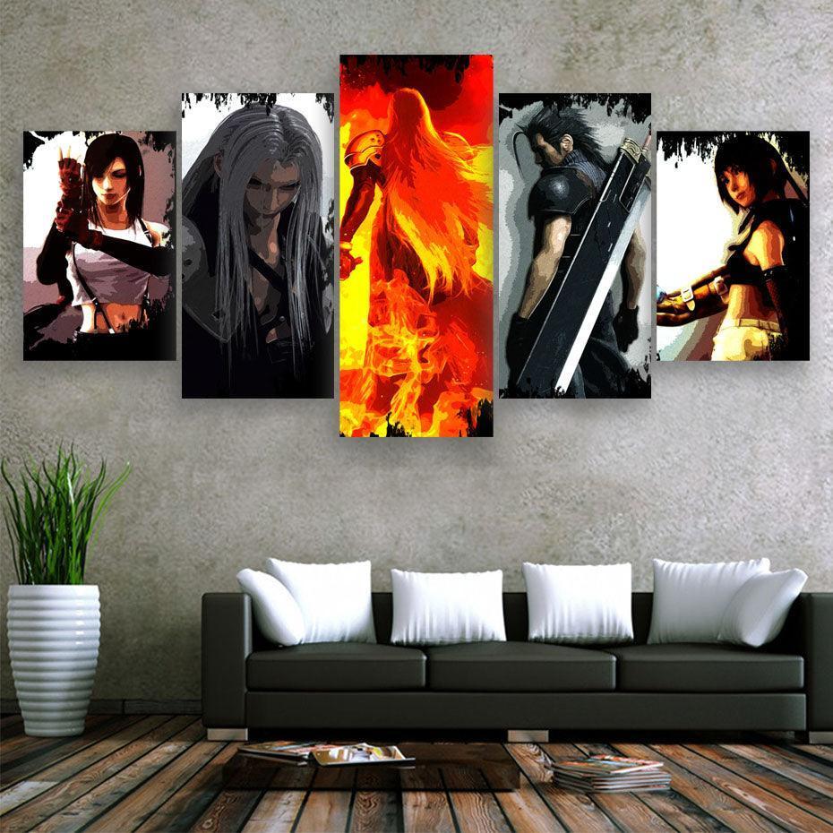 Final Fantasy 5 Piece HD Multi Panel Canvas Wall Art Frame-Original Frame