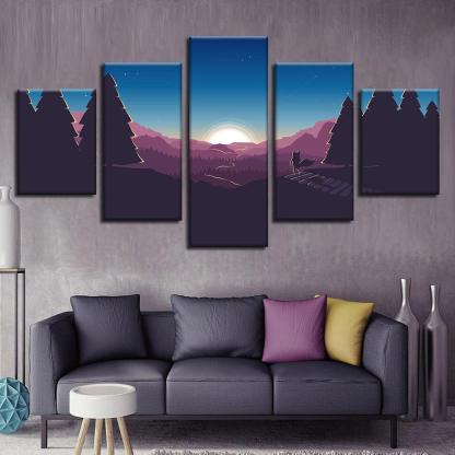 Standing In A Forest 5 Piece HD Multi Panel Canvas Wall Art Frame-Original Frame