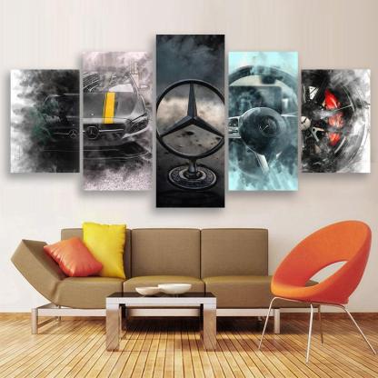Automotive Elegance Five-Panel Art Set-Original Frame