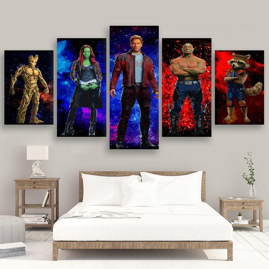 Guardians Of The Galaxy 5 Piece HD Multi Panel Canvas Wall Art-Original Frame